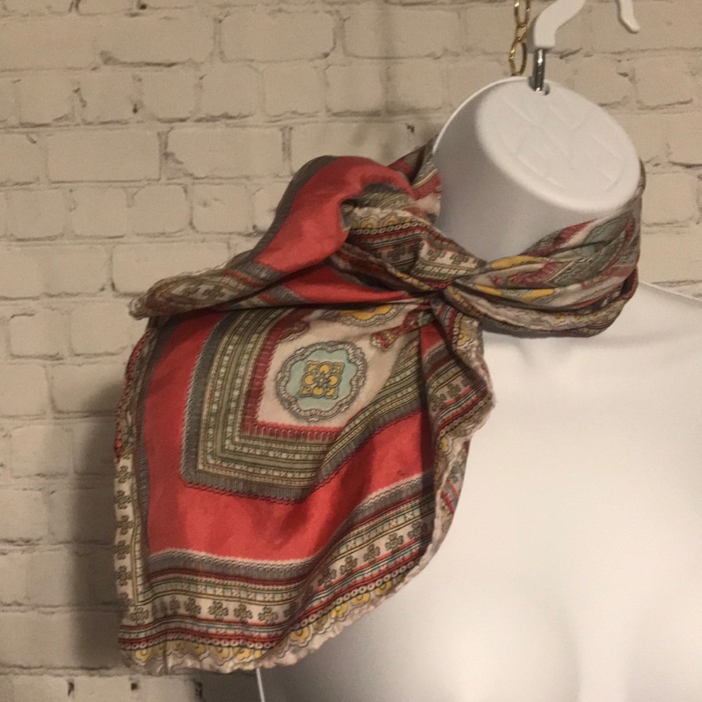 Thirkell of Old Bond St silk pink& grey silk scarf
